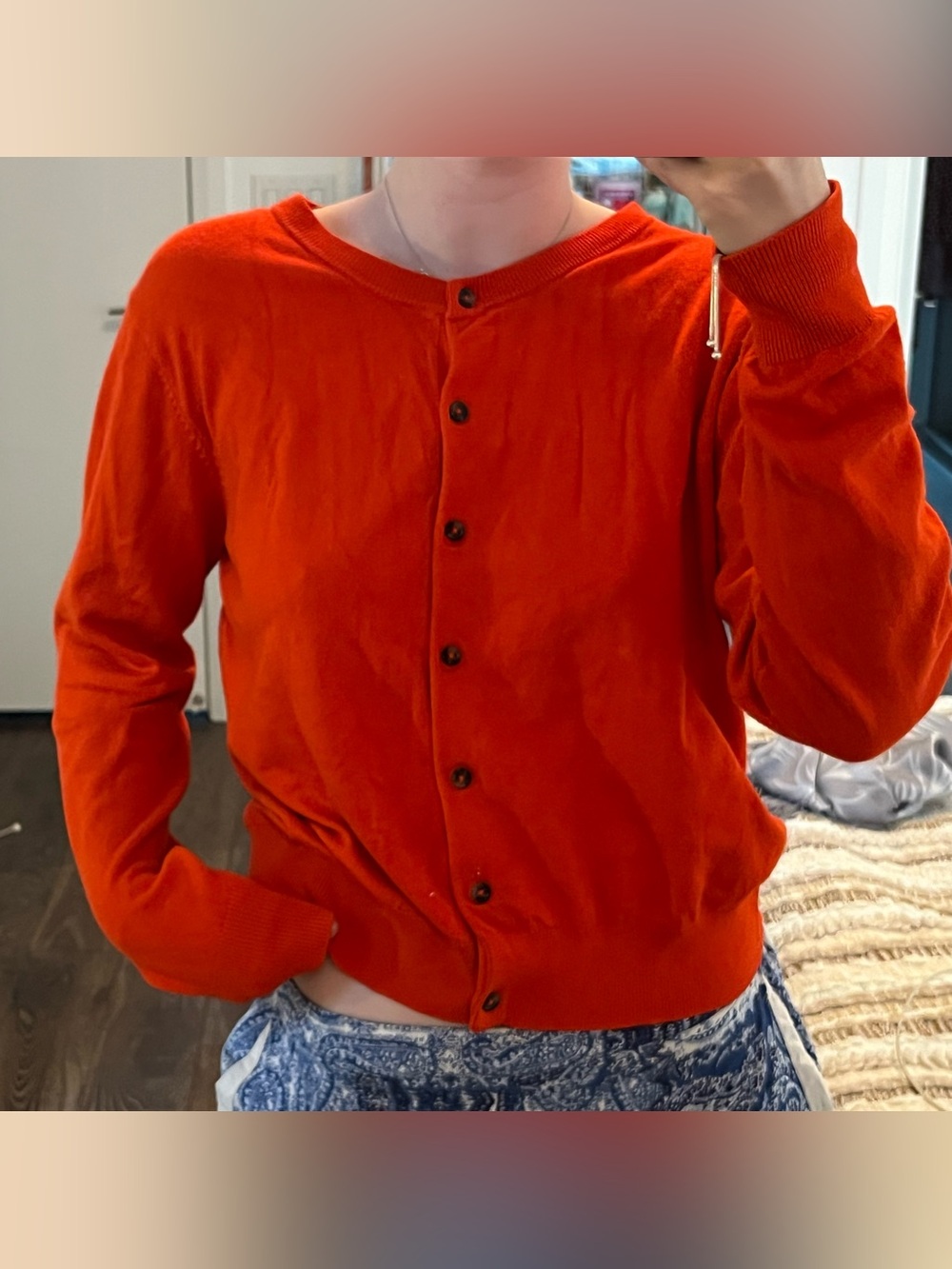 H&M Red Button-Up Cardigan
